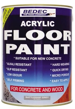 Bedec Acrylic Water Based Floor Paint Light Grey 5 Litre