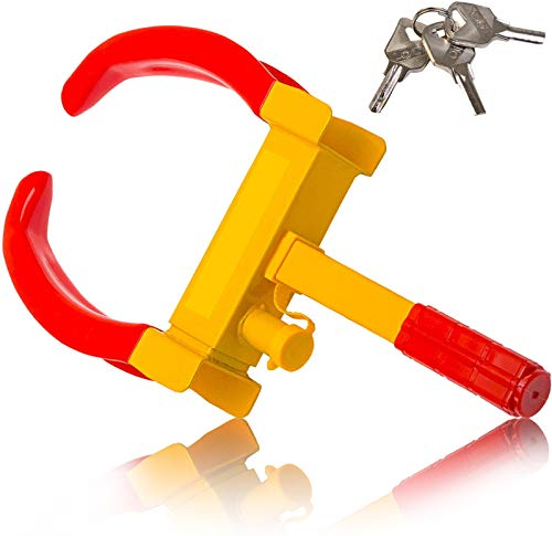 DREAMADE Wegfahrsperre aus Eisen-Material, Radkralle Parkkralle inkl. 3 Schlüsseln, Reifenkralle für Reifenbreite17,8 bis 28 cm