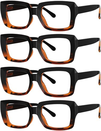Eyekepper 4-pack snygga glasögon kvinnor – överdimensionerade fyrkantiga glasögon svart/sköldpadda