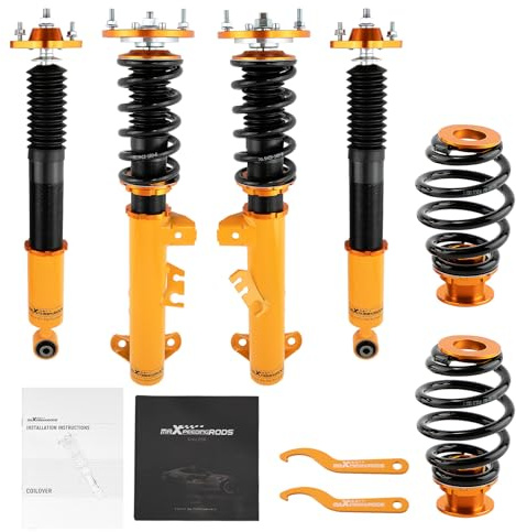 maXpeedingrods 4x Coilover, Amortiguador Roscado para BMW 3 Series E36 318i 323i 325i 328i 328is, Suspensión con Muelle, Altura Regulable 2 Delanteros y 2 Traseros Resorte Helicoidal