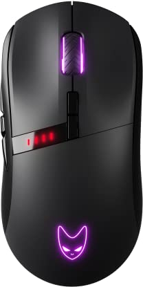 Oversteel - Invar Wireless Gaming Mouse, 10000 DPI Adjustable, 8 Programmable Buttons, 10 RGB Lighting Modes, Ultra Lightweight, Ergonomic Optical Sensor, PC/Mac, Black Color