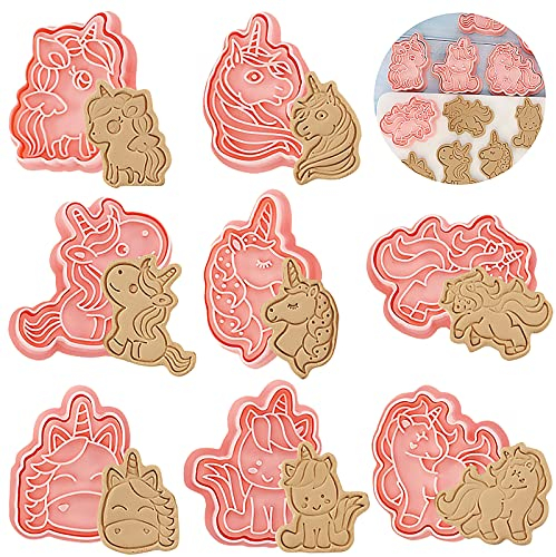 Mecctuck - Lot de 8 emporte-pièces pour enfants - Licornes - Cookie Cutter