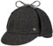 LIERYS Deerstalker Check Cap - Klassische Jagdmütze - Wollcap mit Ohrenklappen für Herren - Made in Germany - Herbst/Winter schwarz-grau 62 cm