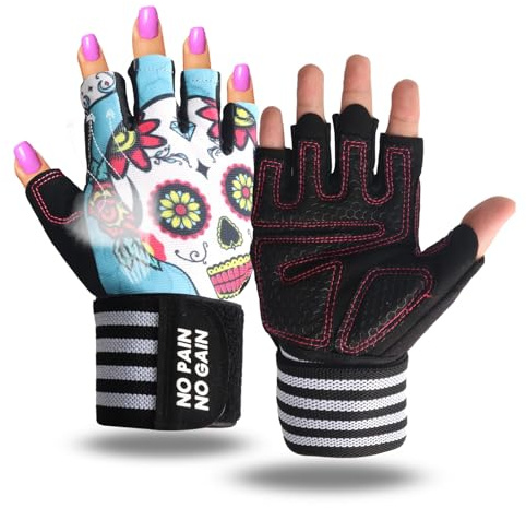 FINGER TEN Fitness Handschuhe Handgelenkschutz Trainingshandschuhe Herren Kraftsport Fitnesshandschuhe Halb Vollfinger Sporthandschuhe, für Gewichtheben Bodybuilding Gym Training (Rosa, S)