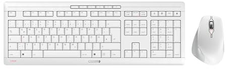 CHERRY STREAM DESKTOP COMFORT, Set de Teclado y Ratón Inalámbrico, Disposición Alemana (QWERTZ), 2,4 GHz, Teclas Silenciosas, Ratón Ergonómico, Blanco-Gris