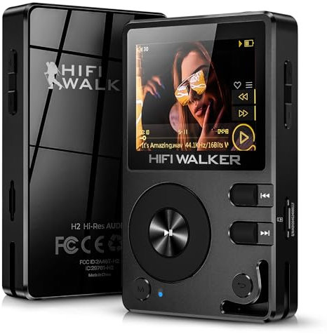 HIFI WALKER H2 128 GB MP3 Player con Bluetooth 5.2, DSD DAC Hi-Res FLAC Player Música sin pérdidas, reproductor de audio digital portátil con 128 GB de radio, memoria ampliable hasta 256 GB