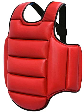 LeeQinersw Scudo Toracico per Pettorale, Protezione per Karate, Boxe, Judo Arti Marziali, Taekwondo, Gilet Protettivo per Pugni Pesanti, Donne, Uomini, Bambini, Sparring, Allenament, Rosso Blu L
