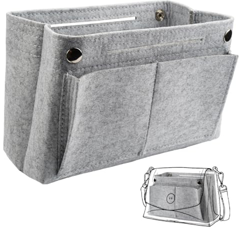Felt Organisateur De Sac À Main 24 X 8 X 15 Cm Organiseur De Sac À Main Avec 9 Poches, Organisateur Sac, Organiseurs De Sacs À Main, Organiseur Sac A Main pour Téléphones, Cosmétiques, Lunettes, Gris
