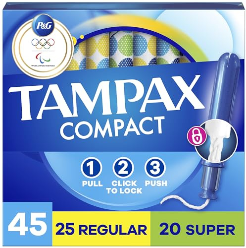 Tampax Compact Pearl Tampons Multipack, mit LeakGuard-Geflecht und ausziehbarem Applikator, regulär/super Saugfähigkeit, kompakter, ausziehbarer Applikator, geruchlos, 45 Stück