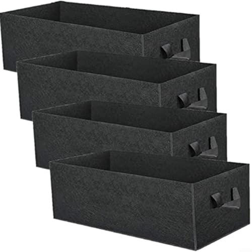 4 sacchetti per la coltivazione delle piante, rettangolari, in tessuto non tessuto traspirante, resistenti, ispessiti, per aerazione delle radici, contenitori da giardino con manici con cinghie, per