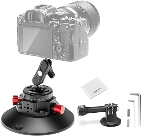 NEEWER Supporto a Ventosa Fotocamera da 15,2cm Compatibile con GoPro, Magic Arm con Testa Sfera per Parabrezza Auto con Attacco Action Cam, Panno Pulizia per DSLR Porta Telefono, per Video POV, CA013