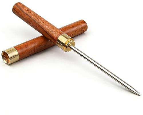 Wood Handle Ice Pick, 8.7 Inch Stainless Steel Ice Picks for Breaking Ice with Protective Cover for Bar and Kitchen