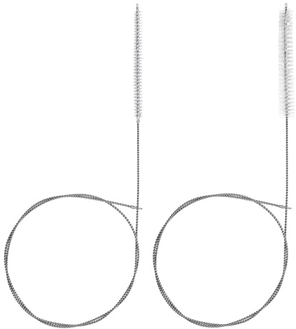 TIESOME 4 stycken slangborste i rostfritt stål med 2 typer borst, 1 m nylon extra lång rengöringsborste, tunn flaskborste, rörborste, mjölkslangborste för sugrör, kylskåpskabel (vit)