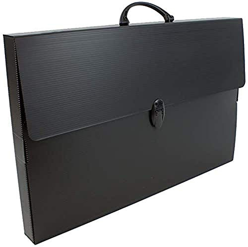 Favorit Valigetta total black in polipropilene alveolare formato 56,5x36,5 dorso 5,5 cm, 1 chiusura nera può contenere una riga 60 cm