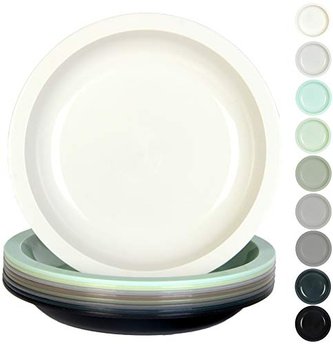 Youngever 9 Stück 20CM Kunststoff Teller Set - Kinderteller, Mehrweg Plastik, Kinder Toddler, Camping, Party Geschirr - Mikrowellengeeignet, Spülmaschinenfest (Urban)