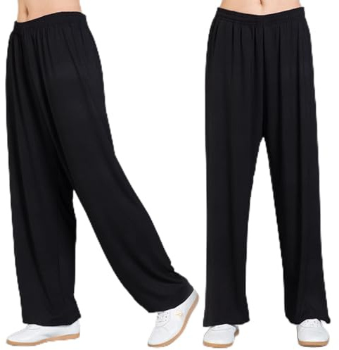 MXRFACTory Hommes et Femmes Pantalons Tai Chi Coton Cordon élastique avec Poche Intérieure Pantalons Lanternes Ample Doux et Respirant Pantalon D'entraînement Wushu Uniforme Traditionnel,004,XL