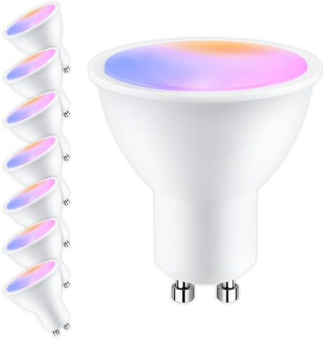 ANTELA Ampoule Connectée Gu10 WiFi 5W 400LM LED RGB 2700K-6500K Compatible avec Alexa/Google Home, APP Télécommande, Contrôle Vocal, Aucun Hub Requis, 8 PCS
