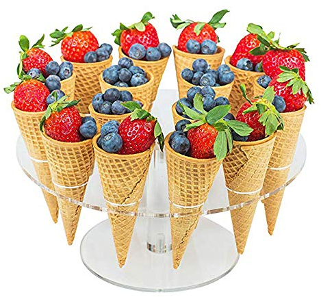 CEWROM Eistüte Halter, 16 Loch Acryl Eistütenhalter, Eiszapfenhalter, Acryl Eistüte Cupcake Waffelkegel Display Ständer, Eiscreme Schneekegel Rack für Geburtstagsparty Hochzeit Kuchenladen Büfett