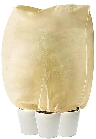 LangRay Cappuccio Protezione Piante Invernale, Copri Piante Inverno 80g/㎡Telo Antigelo per Piante con Cordoncino e Cerniera Copertura piante inverno per Arbusti e Alberi (Riso bianco, 120x180 1pc)