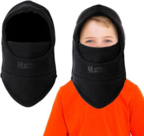 AYPOW Cagoule d'hiver Thermique pour Enfants 4-9 Ans, Multifonction Coupe-Vent Réglable Masque de Ski, Bonnet en Polaire Chaude, Casquette Cache-Cou Tour de Cou écharpe pour Garçons Filles Plein Air