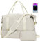 WANDF Handgepäck Tasche für Easyjet Airlines 45 x 36 x 20cm, Untersitz-Reisetasche mit USB-Ladeanschluss, Nasstasche und Schuhfach, Wochenendtasche für Damen und Herren (Beige)