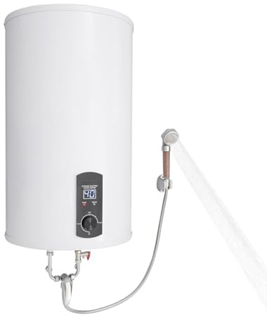 70L Elektrospeicher Warmwasserspeicher 220V Durchlauferhitzer Boiler Warmwasserbereiter mit Duscheinheit und Schlauch (Weiß, 70L)