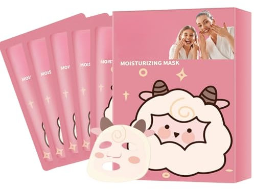 Tuchmasken Gesicht Feuchtigkeitsspendend, Gesichtsmaske mit Tierdesign, Hautpflege Geschenke für Teenager Mädchen, Tuchmaske Nährende mit Hyaluronsäure, Gesichtsmasken beruhigend und Reparieren