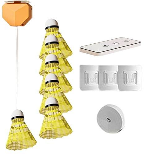 Badminton Equipment Set, Rebound Practice Device, Single Player Trainer, Elastic Improves Skills Includes 6 Balls for Home or Indoor Use, 3.46x3.07x1.89 Inches
