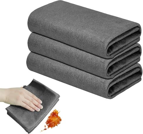 ASIRYVA 3 Pcs Cleaning Cloths, Reusable Cloth, Super Soft Streak-Free Microfiber Cloth for Home, Kitchen, Window, Mirror Glass and Car Glass Window