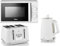 Swan Serenity White 1.7L 3KW Kettle, 4 Slice Toaster and 20L 700W Manual Microwave SM4420WHT. Contemporary Design Matching Kitchen Set in Matt White Finish
