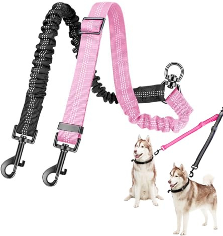 Double Dog Walker, Two Dog Lead, 2 in 1 Upgraded Double Dogs Leashes, Adjustable Heavy Duty Leash for Pets
