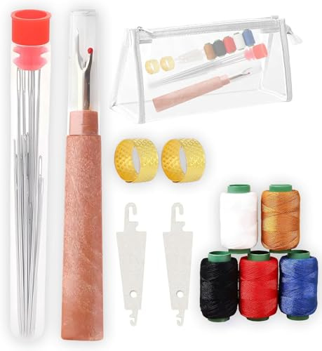 Kit de 37 Agujas de Coser de Acero Inoxidable con Enhebrador - Herramientas de Reparación Manual de Ojo Grande para el Hogar y Principiantes