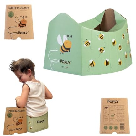 Eco POPLY – Orinal de viaje portátil, reutilizable y sostenible para niños de 1 a 10 años – Higiénico y compacto para viajes, coche, camping – Plegable de cartón ecológico (1 por paquete)