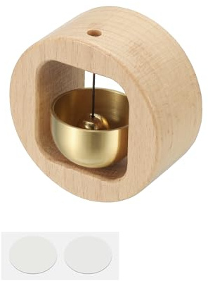 PATIKIL Campanilla De Tendero Cuelga Campana Magnética De Madera Autoadhesiva Campanilla Decorativa Para Puerta Negocio Entrada Decoración De Refrigerador Beige Moneda