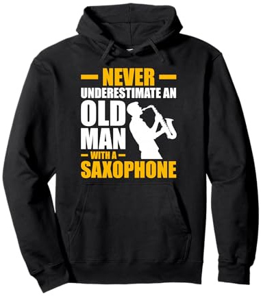 Old Man with a Saxophone Player Pullover Hoodie