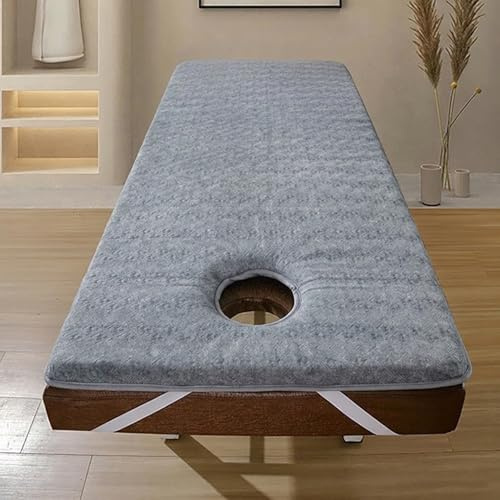 Topper para Camilla de Masaje Viscoelástico Colchoneta para Camilla de Pestañas con Agujero Facial Colchón Profesional para Extensiones de Pestañas Antideslizante(Gris,190x70x6cm)