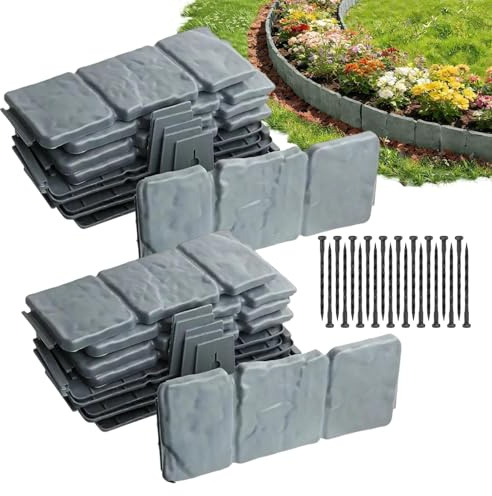 Borde de Jardín,20 Piezas Decoración Elegante,Borde de Paisaje de Piedra Artificial | para Patio, Jardín, de Vehículos y Parterre