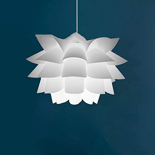 Gör-det-själv-pussellampa Ljuskrona Blom Lampskärm Pendelljus Restaurang Hängljus Dekorativ belysning Vit E27 Sockel utan ljuskälla Sovrumslampa 48 kronblad Vit 36CM