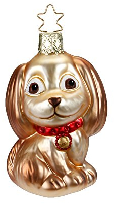 Christbaumschmuck Glas Hund 7.5cm Haustiere Weihnachtskugeln beige braun