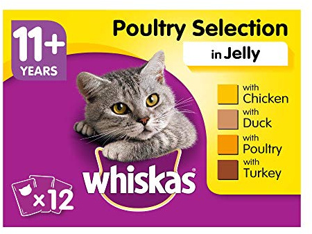 whiskas 11+ selección de aves de corral Comida para gatos senior (12 bolsas) (tamaño unitario) (puede variar)
