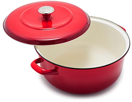 Merten & Storck Dutch Oven Runder Schmortopf, 26cm/5 Liter, Lavarot mit Farbverlauf