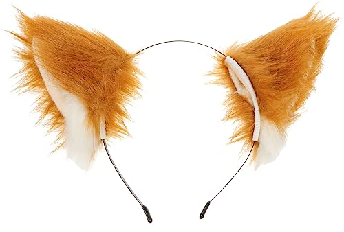 minkissy Flauschig Fuchsohren Stirnband FüR Frauen Wolf Ohren Karneval Party KostüM Haar ZubehöR PlüSch Katzen Ohren Haar Hoop Tier Anime KostüM Kopfbedeckung