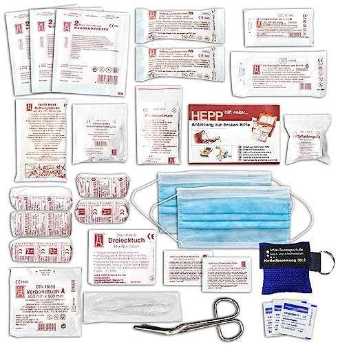 KFZ Auto-Verbandkasten - Füllung nach aktueller DIN 13164 für KFZ - mit Notfall-Beatmungshilfe