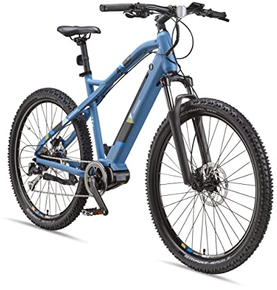TELEFUNKEN E-Bike Mountainbike Elektrofahrrad Alu, 8 Gang Kettenschaltung - Pedelec MTB 27,5 Zoll, Mittelmotor, 250W, Scheibenbremsen, Blau, Aufsteiger M925
