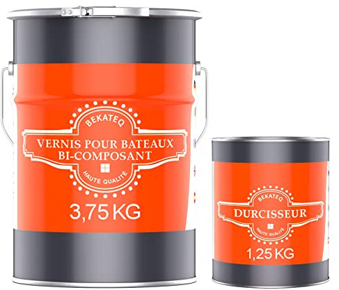 BEKATEQ LS-170 Vernis pour bateau, brillant 5kg RAL1015 Ivoire clair I Peinture plastique bi-composant pour bateau en fibre de verre, bateau en plastique I Vernis marin à base de polyuréthane