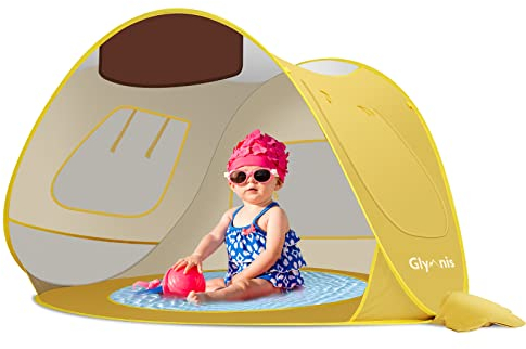 Glymnis Baby Strandmuschel Strandzelt Pop Up Baby Strand Zelt mit Mini Pool UV-Schutz UPF 50+ Babyzelt Wurfzelt Kinder für 0-3 Jahre