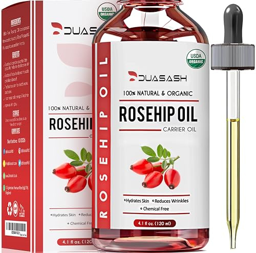 Duasash Rosehip Oil for Face, Skin 120ml, 100% Pure Cold Pressed Natural, Unrefined, Hydrating, Nourishing & Moisturising Carrier Oil, Organic Rose hip Seed Oil for Skin, Nails & Hair