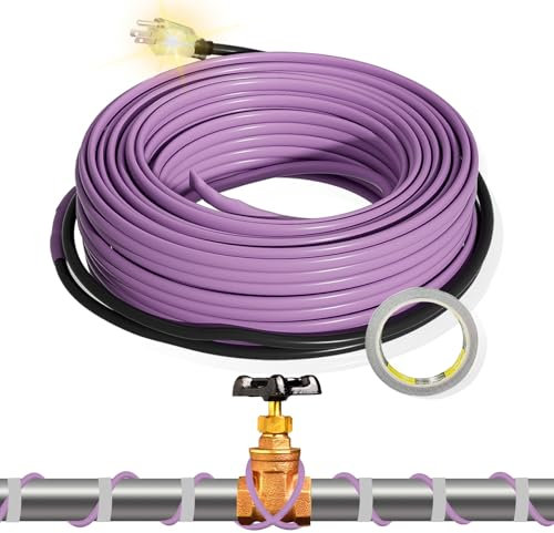 TOPDURE 5FT Heat Tape for Water Pipes Roof and Gutters Heating Cable with 6ft Lighted Plug