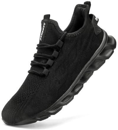 LANGFEUU Calzado Deportivo para Hombre Zapatillas para Correr Zapatillas de Tenis Zapatillas de Deporte Zapatillas para Correr en la Calle Zapatillas para Exteriores Zapatillas de Fitness Negro 41 EU