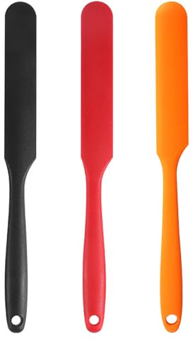 【3 Pack】Silicone Jar Spatula, Long Handle Jar Scraper Spurtle, Sourdough Spatula, Non-Stick Heat Resistant Cake Cream Spatulas Set, Small Spatulas for Kitchen Use